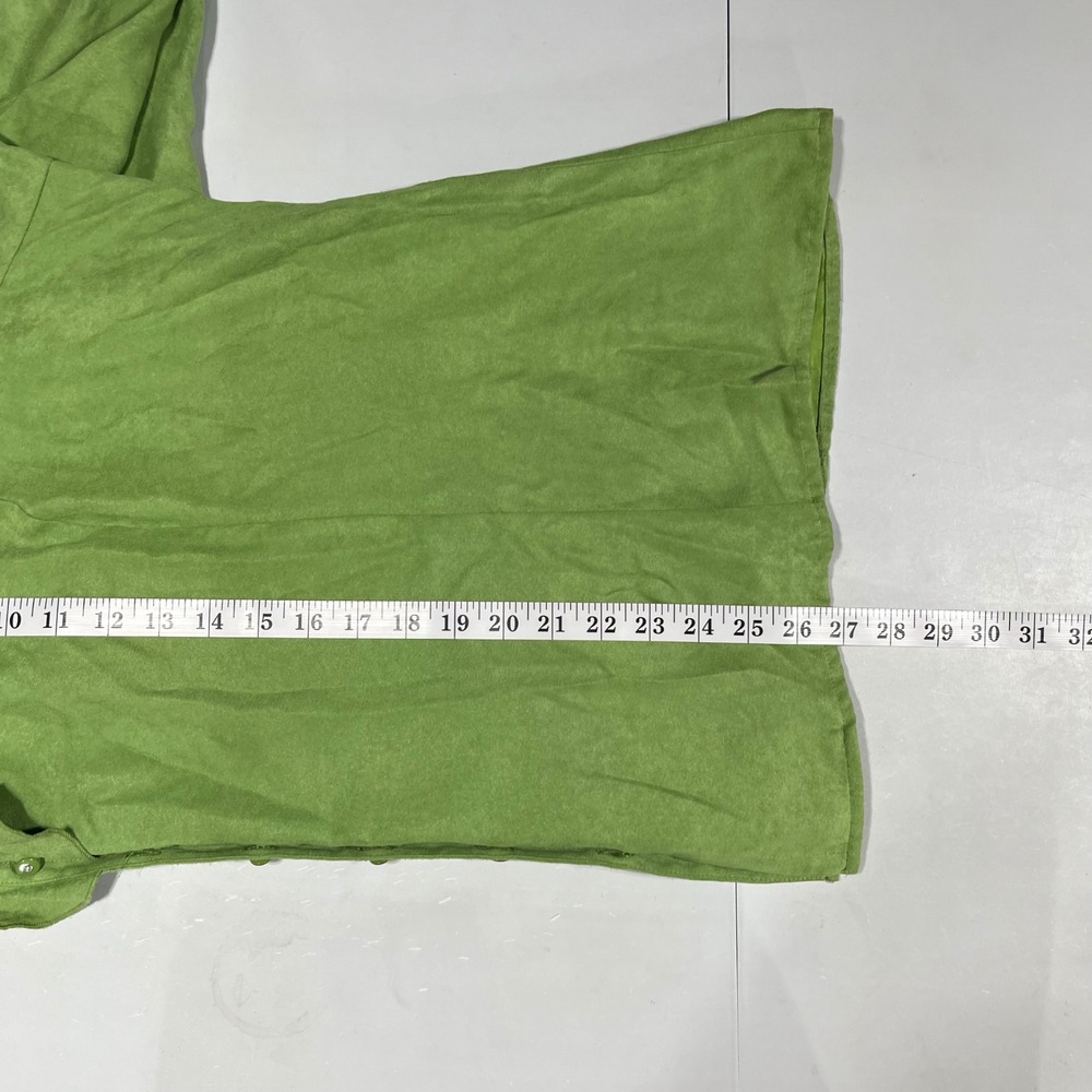Avenue Edwardian Renfair Faux Suede Y2K Fairy Grunge Boho Ruffle Green Top 30 32 - Picture 5 of 7